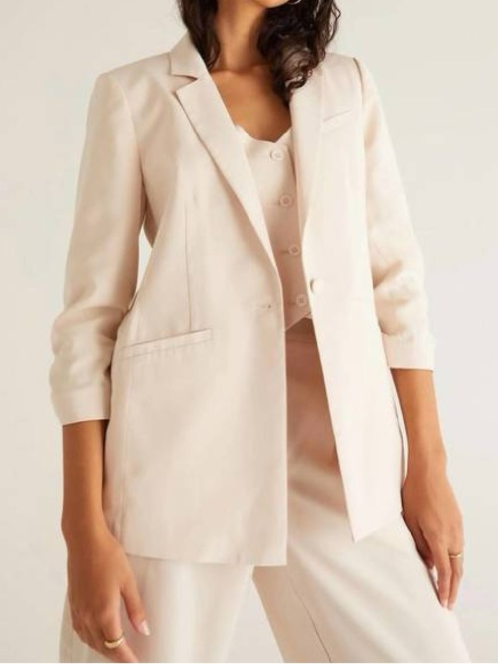 Z Supply Women's Cinema Ruched 3/4 Sleeve Blazer Size S (4)